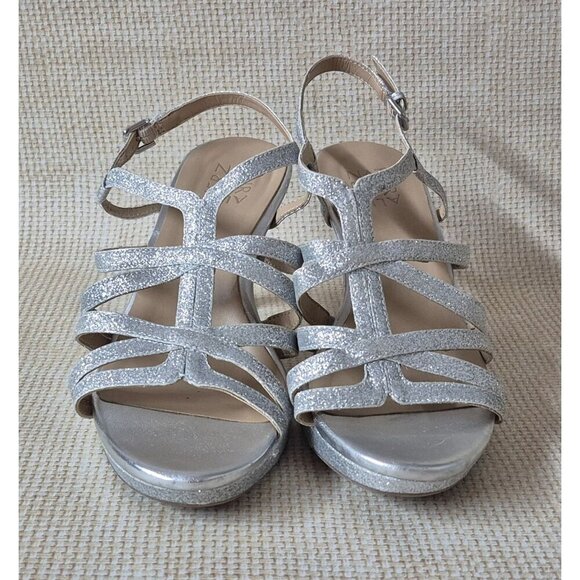 Naturalizer Baylor Silver Women's Size 8W Heels Pumps Sparkle Glitter Prom Event - Picture 3 of 14